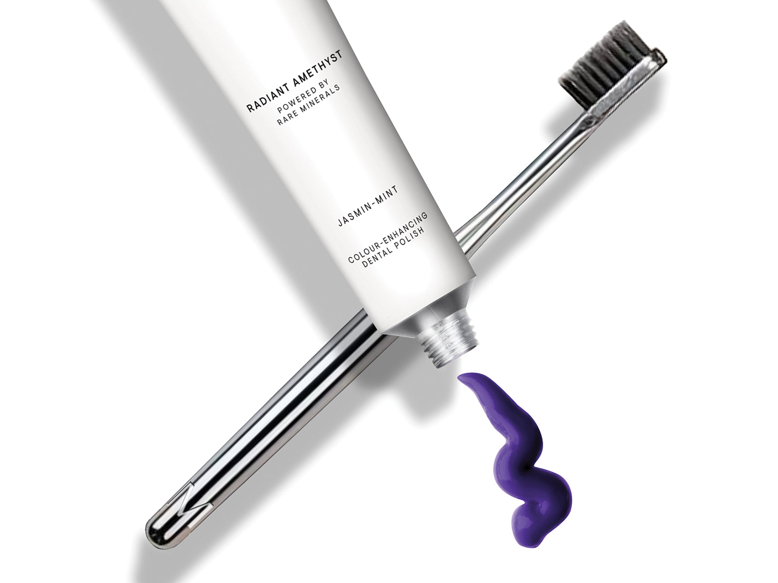WHITENING DENTAL POLISH WITH AMETHYST WITH PROFESSIONAL TOOTHBRUSH & TOOTHPASTE SQUEEZER